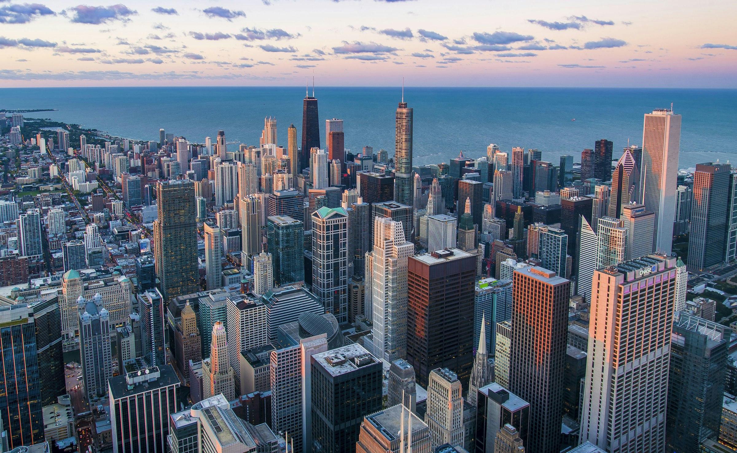 Aerial view of the Chicago skyline